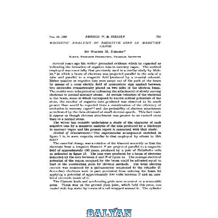 دانلود کتاب Magnetic Analysis of Negative Ions in Mercury Vapor